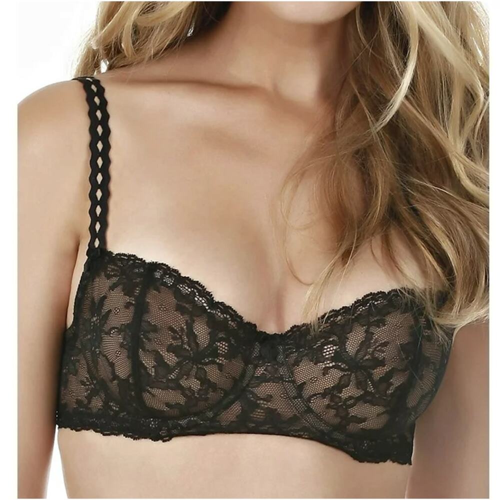 Felina Harlow Demi Sheer Unlined Underwire Bra Black 34D